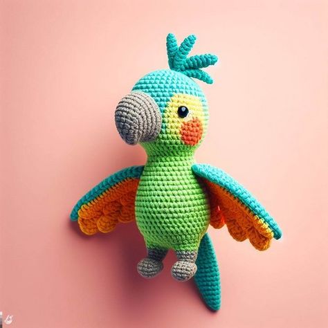 Parrot Knitting Pattern, Parrot Crochet Pattern Free, Crochet Ring Patterns, Plush Crochet Pattern, Butterfly Step By Step, Crochet Parrot, Crochet Bird, Crochet Bird Patterns, Amigurumi For Beginners