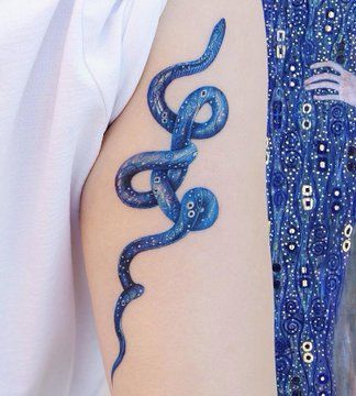 Blue Snake Tattoo, Blue Ink Tattoos, Sharpie Tattoos, Aries Tattoo, Blue Snake, Blue Tattoo, Baby Tattoos, Snake Tattoo, Simplistic Tattoos