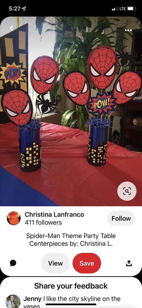 Miles Morales Centerpieces, Party Table Centerpieces, Spiderman Birthday Party, 4 Birthday, Miles Morales Spiderman, Spiderman Birthday, Miles Morales, Center Pieces, Spider Verse