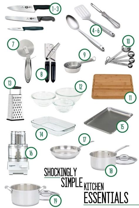 Kitchen Utensils List, Uncluttered Kitchen, Minimalist Kitchen Essentials, Kitchen Essentials List, First Apartment Essentials, Kitchen Appliance Storage, Best Kitchen Tools, Fancy Kitchens, Essential Kitchen Tools