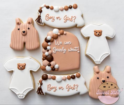 Gender Reveal Bear Sugar Cookies Gender Reveal Ideas We Can Bearly Wait, Bear Gender Reveal Food, Beary Excited Gender Reveal, Gender Reveal Ideas For Party Bear Theme, Bear Gender Reveal Cookies, Bearly Wait Gender Reveal Ideas, Bear Theme Gender Reveal Party, Gender Reveal Ideas Bear Theme, Bear Theme Cookies