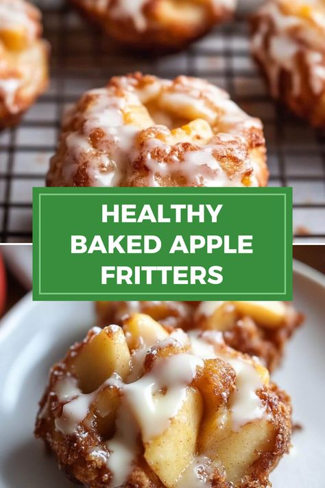 Enjoy Healthier Baked Apple Fritters fresh from the oven using juicy apples and cinnamon. This pin includes 2 images of apple fritters that are baked and scrumptiously golden. Low Carb Apple Fritters, Apple Fritters Using Canned Pie Filling, Low Carb Apple Fritters Recipe, Brunch Apple Recipes, Apple Recipes For Breakfast, Apple Frittata, Apple Recipes Breakfast, Baked Apple Fritters Recipe, Healthy Baked Apples