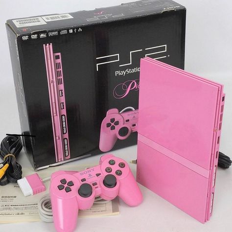 Pink Playstation, Maddie Core, 2000s Tech, Pink Console, Ps2 Console, Dream Picture, Playstation 2 Slim, Feminine Things, Studera Motivation