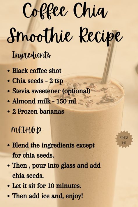 This breakfast coffee smoothie is a smooth, creamy, and refreshing drink to start your day! You not only get a boost from the caffeine to wake you up, but it also has added protein to give you energy for the day ahead. Quick and easy to make, it’s perfect for busy mornings or a pre-workout drink made with wholesome ingredients like Chia and bananas. Preworkout Drink Homemade, Chia Coffee, Coffee Breakfast Smoothie, Preworkout Drink, Coffee Shot, Coffee Smoothie, Breakfast Coffee, Coffee Breakfast, Pre Workout