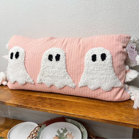 Pastel Goth Decor, Pottery Barn Pillow Cover, Halloween Bedroom, Halloween Pink, White Ghost, Halloween Crafts Decorations, Goth Decor, Pink Home Decor, Halloween Diy Crafts