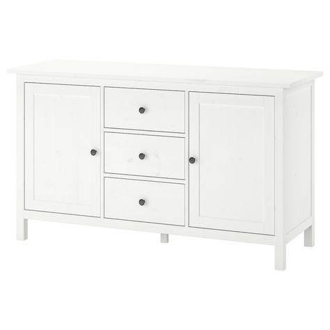 HEMNES Sideboard, white stain, 61 3/4x34 5/8" - IKEA Hemnes Sideboard, Woodworking Workshop Plans, Bathroom Sideboard, Ikea Sideboard, Chest Woodworking Plans, Dining Room Server, Bookcase With Glass Doors, Dining Room Sideboard, Tv Storage