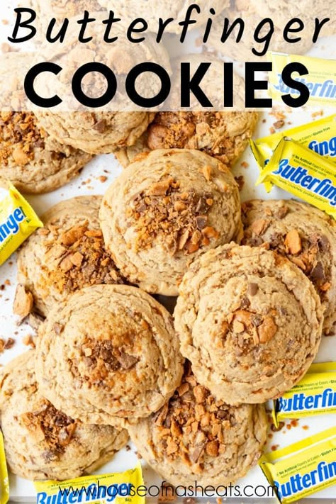 Butterfinger Cake Mix Cookies, Dominic Rains, Butterfinger Desserts, Cornflake Cookies Recipe, Butter Finger Dessert, Butterfinger Cake, Raisin Bread Pudding, Butterfinger Cookies, Colorful Cookies