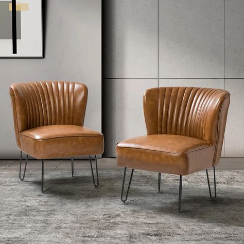 Williston Forge Marcel 26'' Wide Tufted Side Chair | Wayfair.ca Mid Century Modern Living Room Chairs, Chairs Comfy, Tufted Side Chair, Accent Chair Set, Leather Accent Chair, Mid Century Modern Living Room, Living Room Accents, Upholstered Side Chair, Bedroom Chair