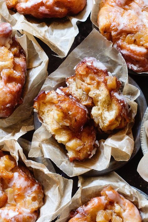 You should probably go ahead and plan that three-mile run, because there is no denying the light pillow-soft texture of a deep-fried donut — especially one that's stuffed with fresh fall apples Apple Bites, Fall Apple Recipes, Fried Donuts, Donut Dessert, Slow Cooker Desserts, Fritter Recipes, Weekend Meals, Apple Fritters, Fall Apples