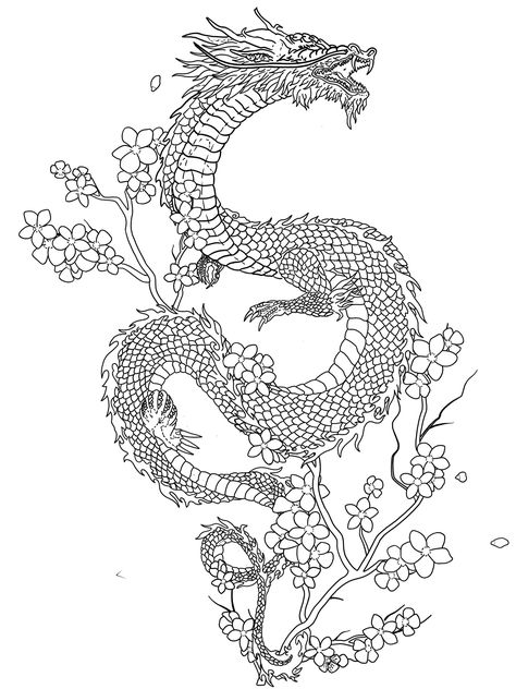 Dragon And Orchid Tattoo, Wrap Around Dragon Tattoo Stencil, Floral Dragon Tattoo, Dragon Tattoo Arm, Fierce Tattoo, Asian Dragon Tattoo, Dragon Tattoo Sketch, Dragon Tattoo Ideas, Dragon Tattoo Art