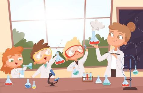 Lab Komputer, Science Cartoons, School Kids Activities, Science Kids, Chemistry Education, Fine Motor Activities For Kids, Kids Reading Books, Kid Science, Biology Labs