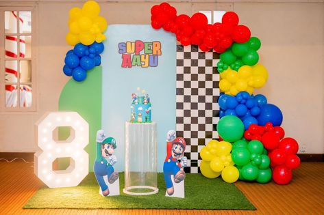 Super Mario Balloon Backdrop, Super Mario Bros Party Balloons, Mario Arch Backdrop, Mario Kart Balloon Garland, Mario Bros Birthday Decoration, Rainbow Road Mario Kart Decorations, Super Mario Bros Balloon Garland, Super Mario Bros Decorations, Super Mario Balloon Arch