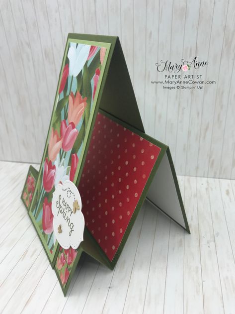 Faux Step Card - MaryAnneCowan.com - Mary Anne Cowan, Stampin' Up! Demonstrator Faux Step Card, Side Step Card, Stepper Cards, Tulips Card, Step Card, Fancy Fold Card Tutorials, Step Cards, Birthday Cards For Women, Fancy Fold Cards