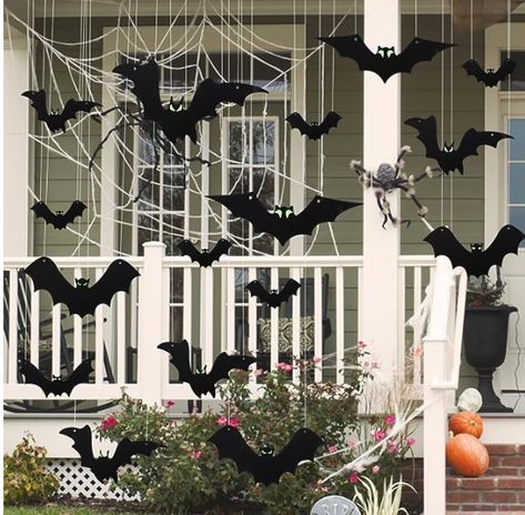 50% off 24 PCS Hanging Bats Halloween Decorations Outdoor, Glow-in-The-Dark Eyes Stickers for Tree and Porch - Outside Halloween Decor Outdoor Bats Halloween, Hanging Bats For Halloween, Indoor Bat Decorations, Bats Hanging From Ceiling, Bats String Lights, Halloween Bat Decorations, Hanging Bat, Eye Stickers, Outdoor Stickers