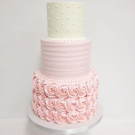 Two Tier Rosette Cake, Cake Rosettes, 15 Cake, Quince Cakes, 3 Tier Wedding Cake, Fab Cakes, Wedding Shower Cakes, Tiered Cakes Birthday, 3 Tier Wedding Cakes