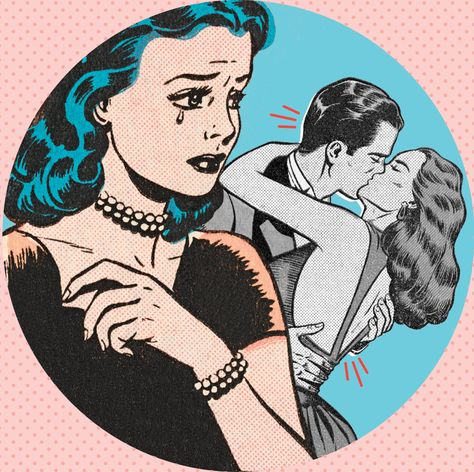 Feeling jealous is normal, but when it gets out of hand, there are ways to tame it. Jealousy Art Illustration, Jealousy Art, Jealous Girlfriend, Being Jealous, Vintage Lesbian, Green Eyed Monster, Poster Vintage Retro, Feeling Jealous, Green Monster