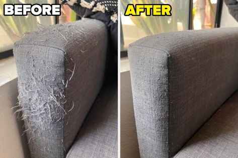 "Use a beard trimmer to remove the cat scratch threads from you couch." Cat Scratched Couch Repair, How To Fix Cat Scratched Couch, Cat Scratch Couch Repair, Sofa Arm Covers, Couch Repair, Cat Enclosures, Beard Trimmer, Cat Scratch, Cat Enclosure