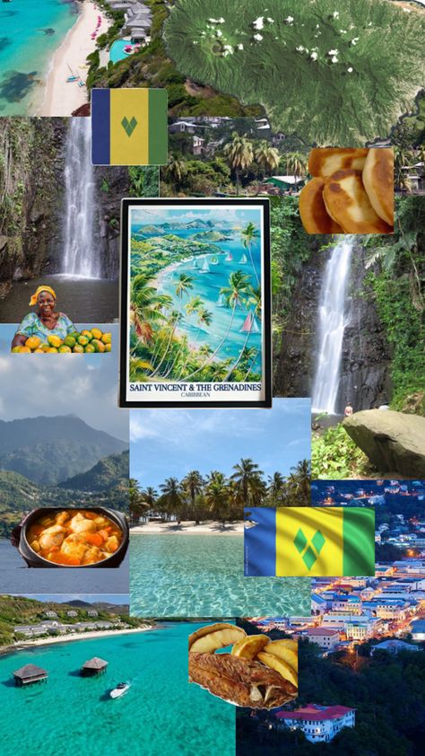 #collage #aesthetic #country #travel #SaintVincentAndTheGrenadines #viralpost #culture St Vincent And The Grenadines, Aesthetic Country, Saint Vincent And The Grenadines, Travel Inspiration Destinations, Saint Vincent, St Vincent, African Culture, Viral Post, Vacation Destinations