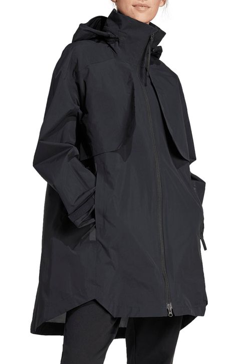 adidas MYSHELTER RAIN.RDY Waterproof Parka available at #Nordstrom Nike Rain Coat, Packable Rain Jacket, Waterproof Parka, City Slickers, Rain Gear, Rain Coat, Stand Collar, Winter Coat, Hooded Jacket