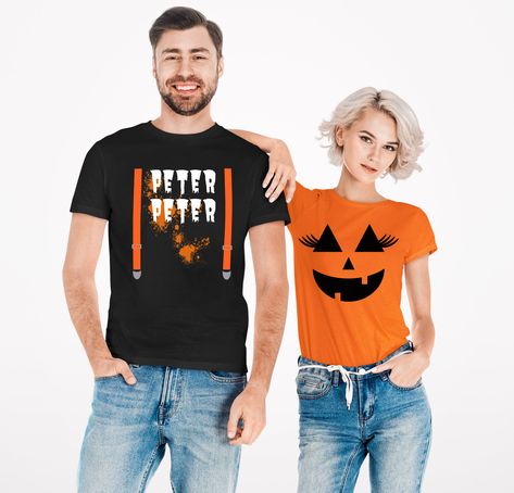 Plus Size Halloween Costumes Couples, Couples Shirts Funny, Halloween Couples Costumes, Peter Pumpkin Eater, Peter Peter Pumpkin Eater, Funny Couple Costumes, Peter Pumpkin, Funny Couple Halloween Costumes, Halloween Couples