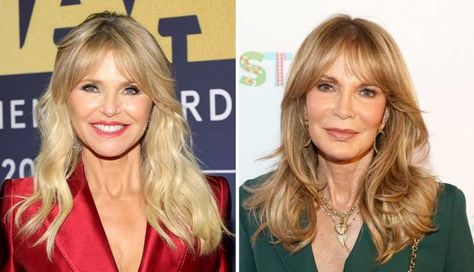 Christie Brinkley and Jaclyn Smith Christie Brinkley Hair, Bangs For Women Over 50, Monica Lewinsky, Flattering Hairstyles, Bangs For Women, Christie Brinkley, Short Bangs, Farrah Fawcett, Jaclyn Smith