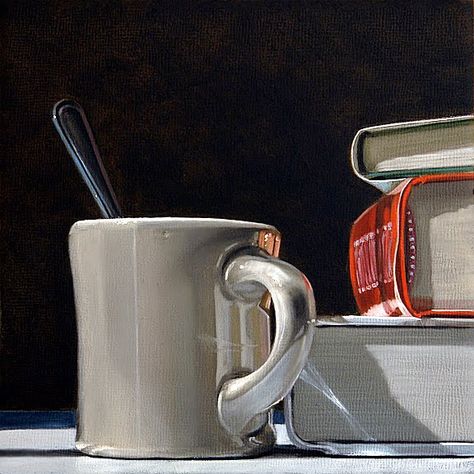 Morning Mug by James Neil Hollingsworth Mug Still Life, Painting A Day, Still Life Images, Still Life Oil Painting, Still Life Drawing, Painted Books, Cup Of Joe, Contemporary Fine Art, Still Life Art