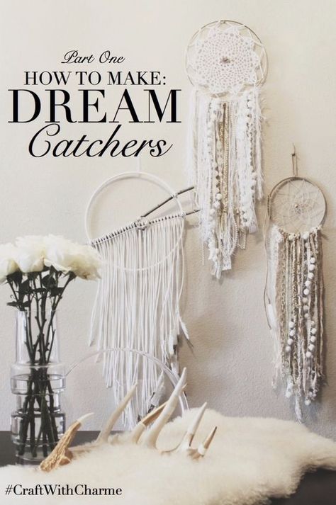 Dream catchers are a perfect way to tie in that bohemian look into any space.  This tutorial from the blog Charm Silkiner is a great way to make a set of these beautiful hoops for your own home.  M… Dream Catcher For Kids, Diy Dream Catcher, Diy Dream Catcher Tutorial, Dream Catcher Tutorial, Diy Tumblr, Astuces Diy, Dream Catcher Diy, Creation Deco, Dream Catcher Boho