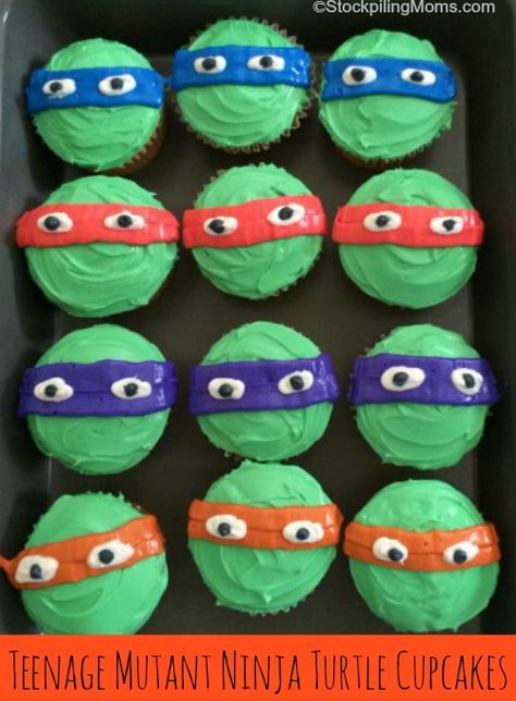 Turtle Birthday Theme, Ninja Turtle Birthday Theme, Rainbow Cupcakes Recipe, Ninja Turtle Cupcakes, Tmnt Birthday Party, Mutant Ninja Turtles Party, Ninja Turtles Party, Ninja Turtles Birthday, Tmnt Birthday