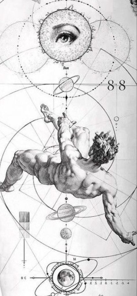 Vitruvian Man Aesthetic, Vitruvian Man Wallpaper, Vitruvian Man Tattoo Design, Genesis Tattoo, Tattoo Ideas Realistic, Vitruvian Man Tattoo, Small Tattoo Stencils, Drawings Tattoo Ideas, Under Collar Bone Tattoos