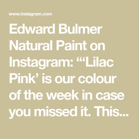 Edward Bulmer Natural Paint on Instagram: “‘Lilac Pink’ is our colour of the week in case you missed it. This wonderful room, which is a gorgeous example to illustrate what a perfect…” Edward Bulmer Lilac Pink, Edward Bulmer, Natural Paint, Color Of The Week, Lilac Pink, Nature Paintings, Lilac, Wonder, Paint