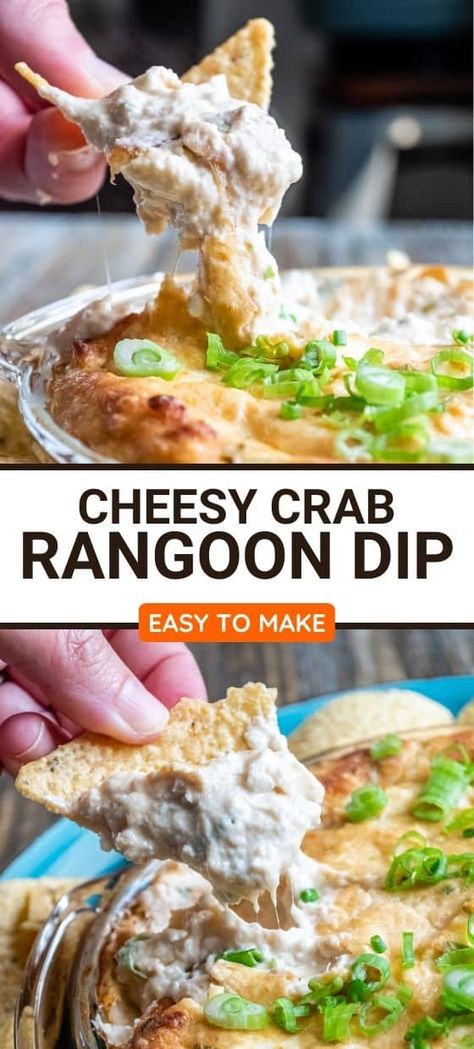 Cheesy Crab Rangoon Dip Rangoon Dip, Crab Rangoon Dip, Hot Crab Dip, Delicious Dips Recipes, Crab Rangoon, Crab Dip, Appetizers Easy Finger Food, Best Appetizer Recipes, Dip Recipes Easy