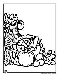 Printable Thanksgiving Activity Pages and Coloring Pages | Woo! Jr. Kids Activities : Children's Publishing Thanksgiving Drawings, Thanksgiving Cornucopia, Fruit Coloring Pages, Horn Of Plenty, Fruit Picture, Thanksgiving Images, Thanksgiving Coloring Pages, Fall Coloring Pages, Coloring Pages To Print