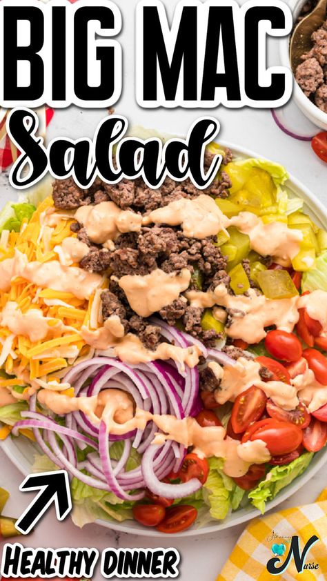 Transform your dinner ideas with this Big Mac Salad! This refreshing summer salad is a copycat recipe that brings the classic flavors of a Big Mac into a healthier, delicious dish. A fun and tasty recipe food for any occasion! Protein Prep, Healthy Reminders, Mcdonald's Big Mac, Mac Salad Recipe, Big Mac Salad, Mac Salad, Sunday Dinners, Cooking Pumpkin, Meat Salad