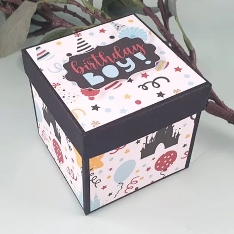 Explosion Box Gift Box Tutorial with Echo Park Magical Birthday Boy - Exploding Box For Boyfriend, Gift Box Tutorial, Explosion Box Tutorial, Birthday Explosion Box, Exploding Box Card, Boy Box, Magical Birthday, Box Tutorial, Box Cards