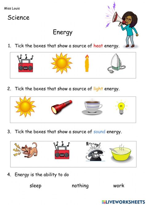 Renewable Energy Activities, Evs Worksheet, Teaching Energy, States Of Matter Worksheet, Energy Kids, What Is Energy, Matter Worksheets, Sound Energy, Energy Activities