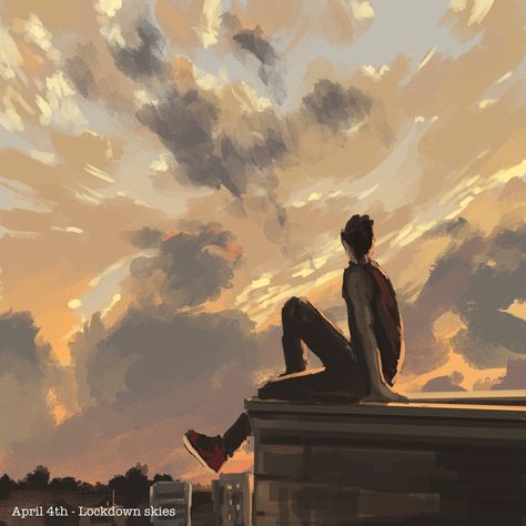 Capturing a moment a day Sitting On Building Edge Drawing, Sitting On Roof Drawing, Sitting On Building Edge, Sitting On The Edge Of A Building, Rooftop Reference, Sitting On Roof, Current Joys, Life Sketch, Portfolio Art