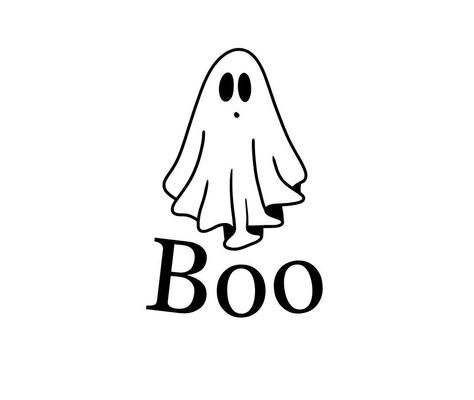 A simple ghost for any of your Halloween crafts! Boo Tattoo Design, Halloween Doodles Aesthetic, Halloween Simple Drawings, Simple Ghost Drawing, Simple T Shirt Design, Halloween Design Graphic, Cricut Clothes, Simple Ghost, Embroidery Drawing