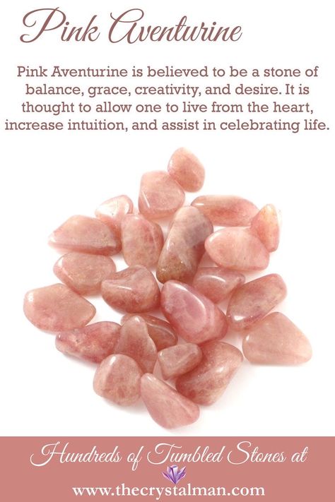 Crystal Identification, Pink Aventurine, Crystal Healing Chart, Crystals Healing Properties, Spiritual Crystals, Gemstone Meanings, Crystal Therapy, Meditation Crystals, Crystal Healing Stones