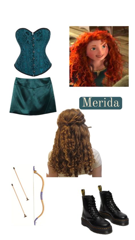 Meredith Brave Costume, Merida Brave Halloween Costume, Disney Princess Inspo Outfit, Merida Halloween Costume College, Brave Merida Costume, Diy Megara Costume, Merida Costume Women, Esmerelda Costume Diy, Merida Make Up