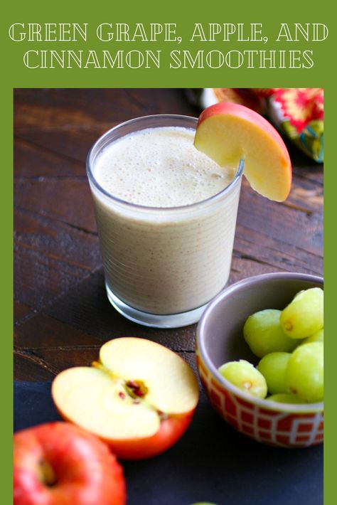 Green Grapes Smoothie, Paleo Breakfast Smoothie, Grape Smoothie, Cinnamon Smoothie, Healthy Protein Shakes, Apple And Cinnamon, Grape Apple, Grape Recipes, Green Grape