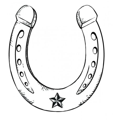 Horseshoe Drawing, Horse Shoe Drawing, Horse Pencil Drawing, Horse Shoe Tattoo, Shoe Tattoos, Cowboy Tattoos, Horse Coloring Pages, Geniale Tattoos, Horseshoe Art