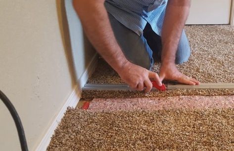 How To Repair Carpet Holes, Diy Carpet Repair, How To Fix Carpet Torn Up By Dogs, How To Stretch Carpet, How To Patch Carpet, Carpet Repair, Stain Remover Carpet, Hallway Carpet Runners, Red Carpet Runner