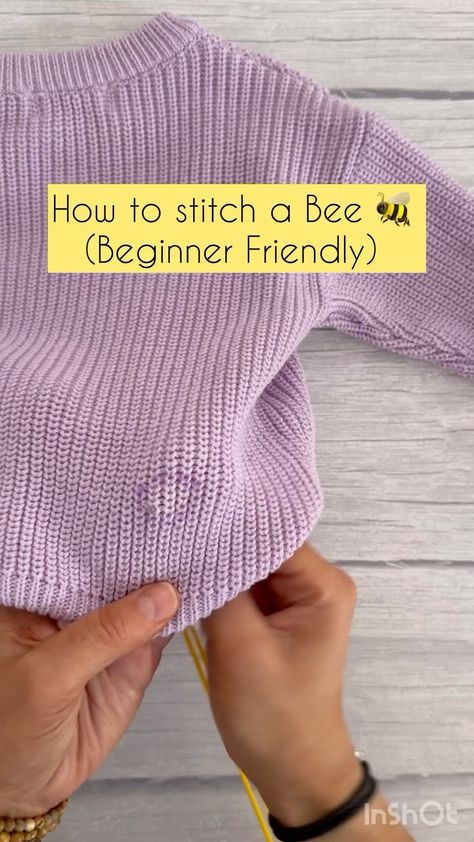 Hand embroided personalised sweaters - Pixie&Me | A super cute beginner friendly bumblebee to add to your projects! Our DIY Kits are still in stock and selling fast!! 🐝🐝🐝🐝🐝🐝🐝🐝🐝 | Instagram How To Embroider A Bumble Bee, Crocheting Letters, Sweater Embroidery Ideas, Embroidery Sweater Diy, Sweater With Embroidery, Bee Embroidery Design, Personalised Jumpers, Sweater Diy, Embroidery Things