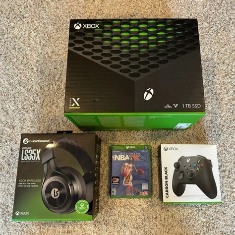 New! Microsoft Xbox Series X 1tb Console Bundle Brand New! Microsoft Xbox Series X 1tb Console. Extra Items Included. Brand New Carbon Black First Party Xbox Controller. $65 Value Brand New Lucidsound Ls35x Wireless Headset. $100 Value Brand New Nba 2k21 Game. Xbox Series X Console, Xbox Controller, Xbox Series X, Video Games Consoles, Wireless Headset, Carbon Black, Video Game Console, Headset, Xbox