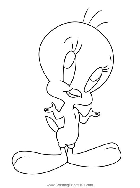 Tweety Looking Up Coloring Page Tweety Coloring Pages, Bird Coloring Pages, Cute Cartoon Drawings, Vector Character, Cute Coloring Pages, Free Kids, Looney Tunes, Printable Coloring Pages, Printable Coloring