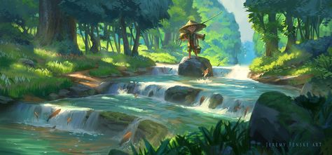 The Art of Jeremy Fenske River Environment Concept Art, River Concept Art, Nature Concept Art, Jeremy Fenske, Concept Art Disney, Concept Art Landscape, Zootopia Art, Art Steampunk, Background Nature