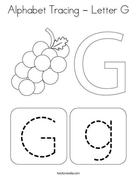 Alphabet Tracing - Letter G Coloring Page - Twisty Noodle G Letter Worksheet, Letter G Coloring Sheet, G Is For Craft Preschool, Coloring Letters Alphabet, G Worksheets Preschool, Letter G Worksheets For Preschool, Letter G Activities For Preschool, Letter G Worksheet, Letter G Tracing