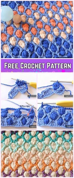 Crochet Colorful Cluster Stitch: FREE #Crochet Pattern Cluster Stitch, Crochet Project Free, Crochet Colorful, Confection Au Crochet, Free Aesthetic, Aesthetic Crochet, Crochet Simple, Crochet Stitches For Beginners, Haken Baby