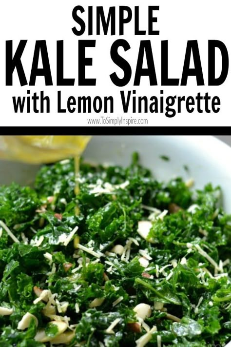 Healthy Kale Salad, Simple Kale Salad, Easy Kale Salad, Kale Salad Dressing, Lemon Kale Salad, Salad With Lemon Vinaigrette, Lemon Vinaigrette Dressing, Homemade Balsamic Vinaigrette, Salad Kale