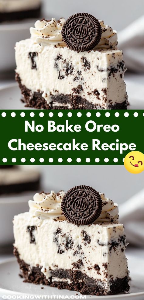 Craving something sweet? This No Bake Oreo Cheesecake is the ultimate indulgence, offering a luscious blend of chocolate and cream cheese. It's an effortless dessert idea that will impress your friends and family. No Bake Oreo Cheesecake Recipe, Baked Oreo Cheesecake Recipe, No Bake Oreo Dessert, Unique Recipes Desserts, Oreo Cheesecake Recipe, Oreo Crust Cheesecake, No Bake Cheesecake Filling, Oreo Cheesecake Cookies, Oreo Filling